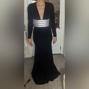 Jovani Black Gown with Silver Belt